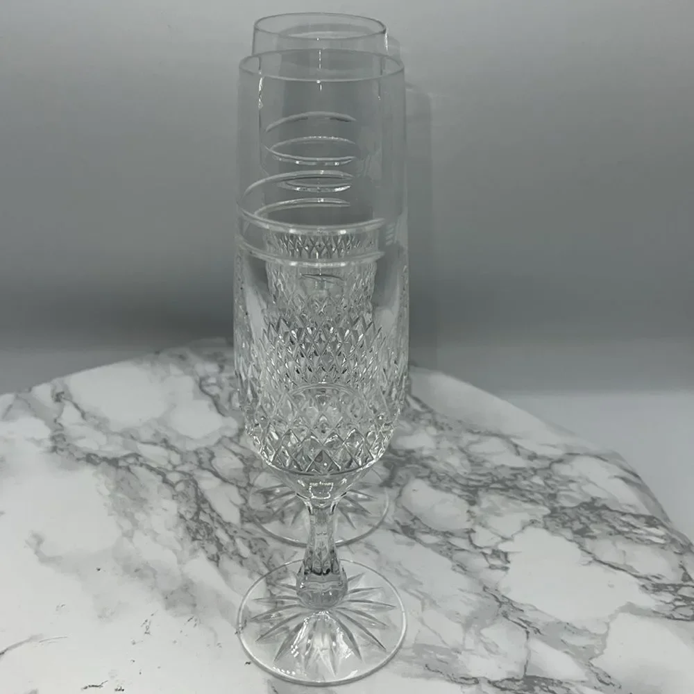 GALWAY CRYSTAL Champagne Flutes Claddagh Etched
